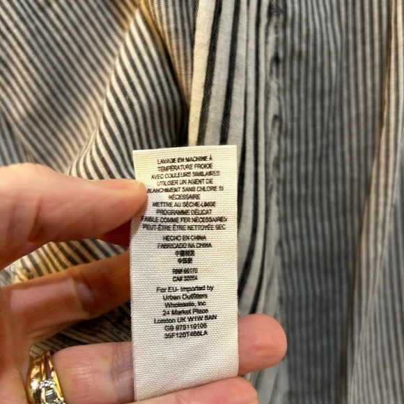 Free People M Blue Work Wearin It Handkerchief Rope Trim Stripe Tank Boho Hippie - Picture 8 of 8